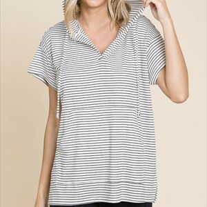 Striped Hooded Women's Top